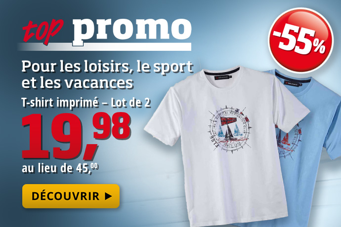 top promo - T-shirt imprimé Lot de 2