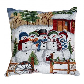 Housse de coussin gobelin bonhomme de neige