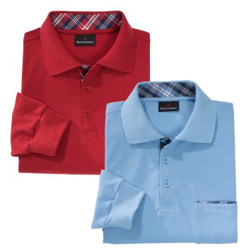 Polos à contrastes par lot de 2