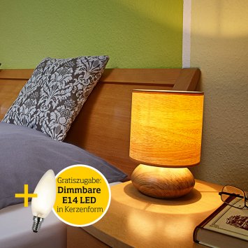 Lampe tactile aspect bois