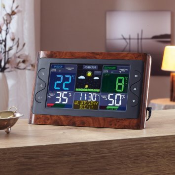 Horloge météo design et radiopilotée avec affichage des températures  intérieure et sonde extérieure WC3320