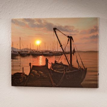 Tableau LED "Idylle portuaire"