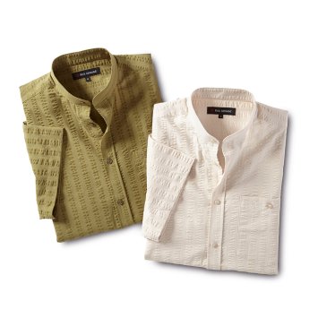 Chemise seersucker à col droit - Set de 2