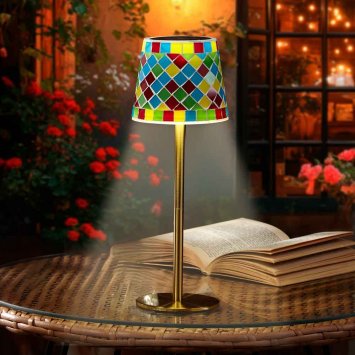 Lampe de table mosaïque solaire
