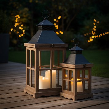 Lot de 2 lanternes en bois
