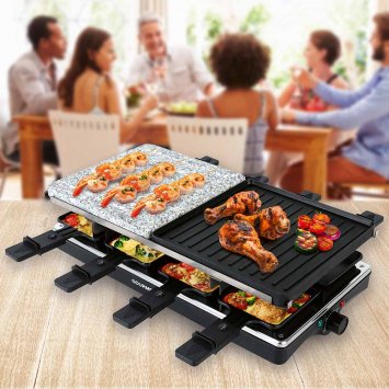 Gril à raclette avec pierre naturelle