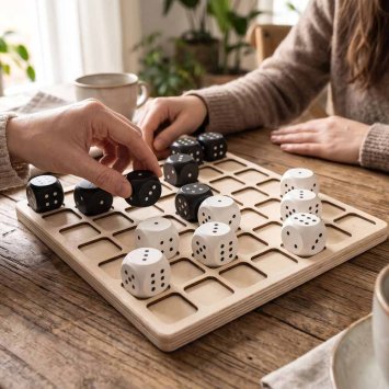 Jeu en bois « Dames aux dés »