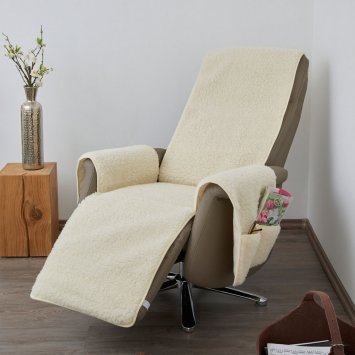 Jeté de fauteuil en laine vierge, avec repose-pieds