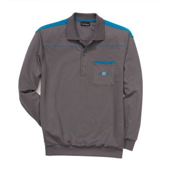 Polo á manches longues,gris f.