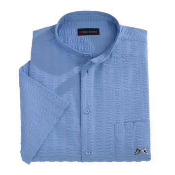 Chemise col droit en seersucker