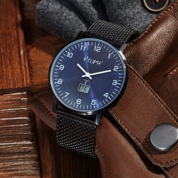 Montre radio-pilotée "Black & Blue"