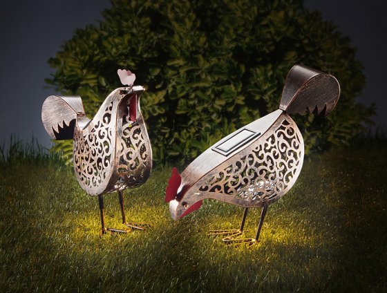 Poules solaires en métal 