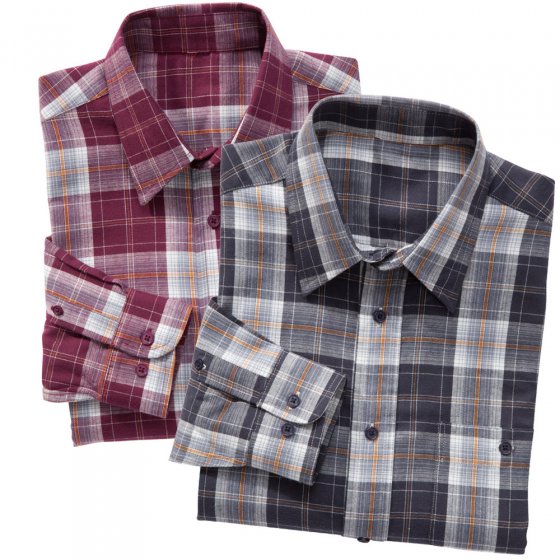 Chemises en flanelle de coton par 2