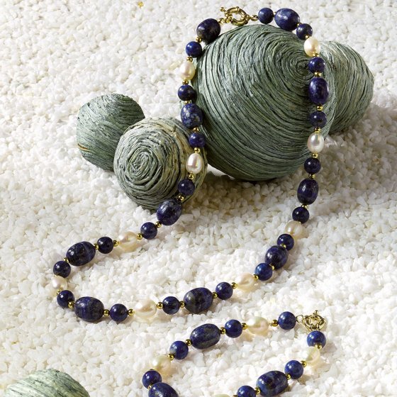 Bracelet lapis-lazuli et perles de culture 