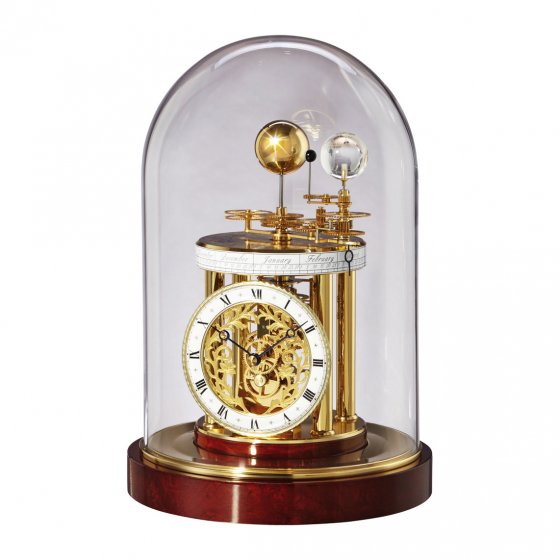 Pendule astrolabe laiton/acajou 