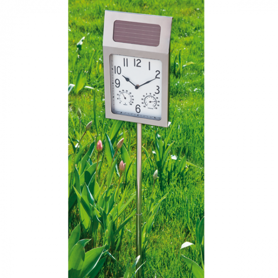 Horloge de jardin solaire 3 en 1