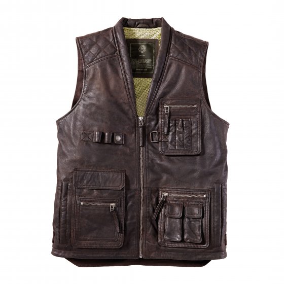 Gilet de cuir à poches multiples 