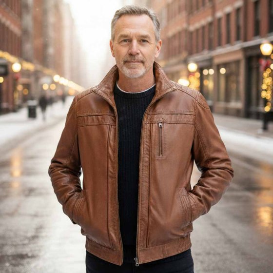 Blouson sportif en cuir 