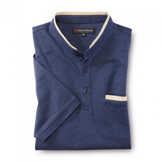 T-shirt maille piquée à col Mao