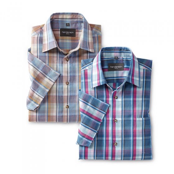 Chemise Madras entretien facile Lot de 2 L | Carreauxbeige#bleu#Carreauxmagenta-bleu