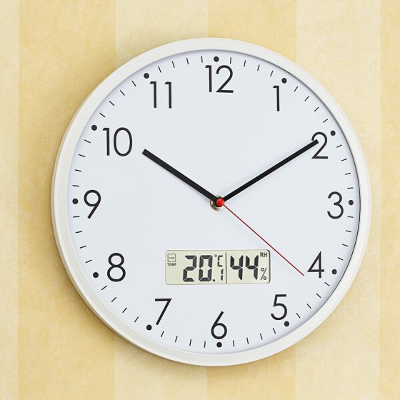 Horloge murale silencieuse avec thermomètre et hygromètre