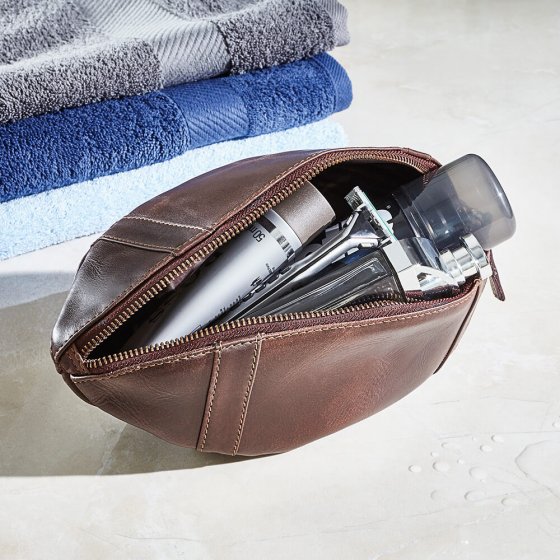 Trousse de toilette en cuir  "rugby" 