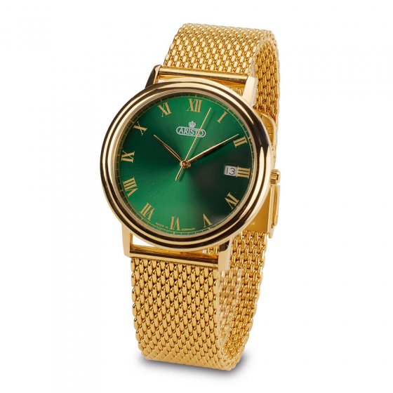 Montre homme plaquée or "Green Baron II"