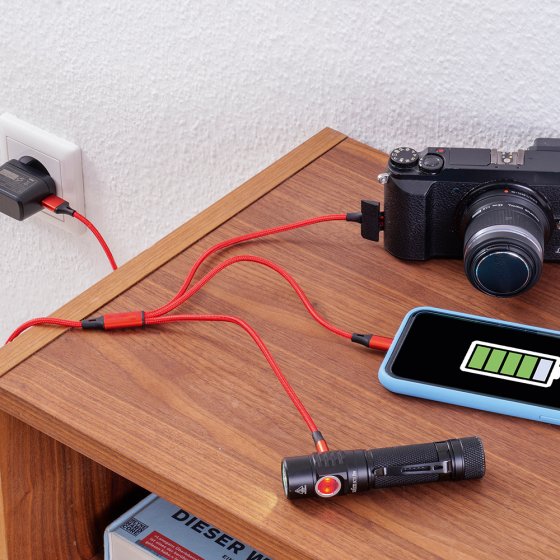 Câble de charge USB 3 en 1 Rouge