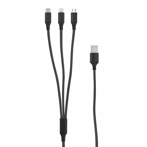 Câble de charge USB 3 en 1 Noir