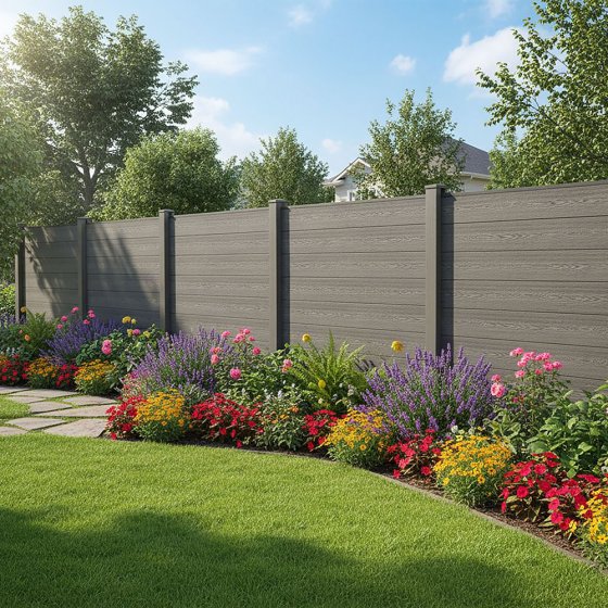 Clôture pare-vue en WPC 9 m 