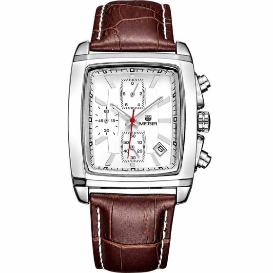Montre rétro pour homme avec bracelet en cuir 