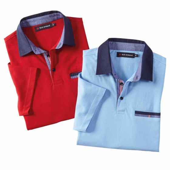 Polo moderne en lot 3XL (128/132) | Rouge#Bleu clair