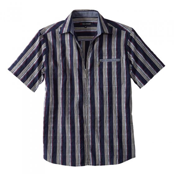 Chemise zippée en seersucker 3XL (47/48) | Marine