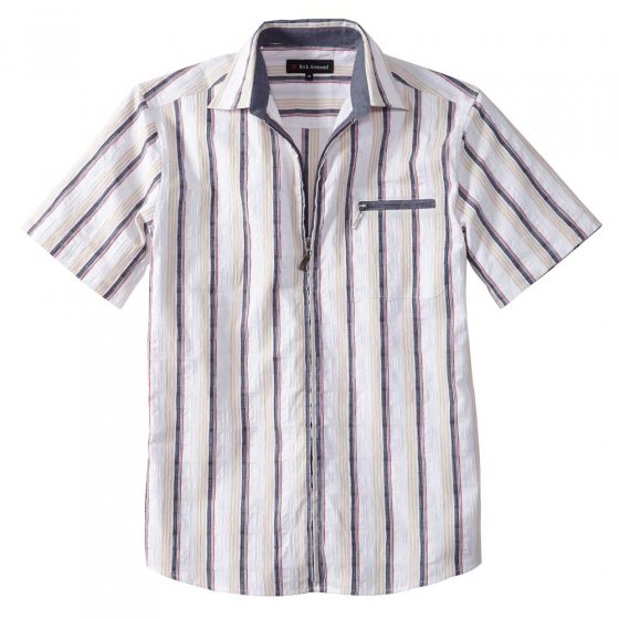 Chemise zippée en seersucker L (41/42) | Blanc