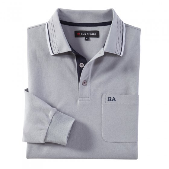 T-shirt piqué à manches longues, gris 3XL (128/132) | Gris