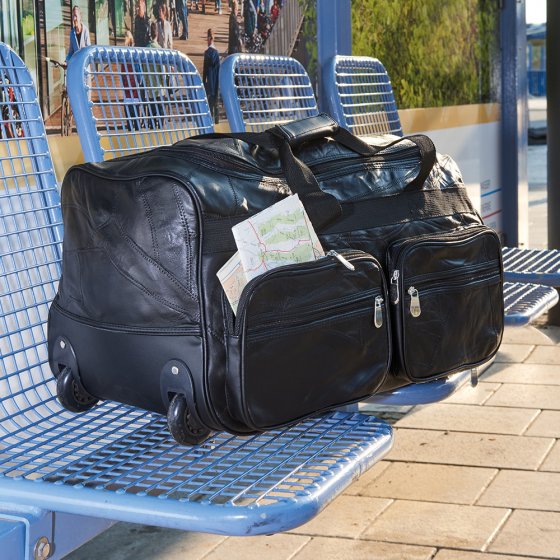 Valise trolley en cuir véritable