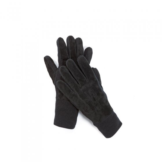 Gants cuir à empiècements en laine