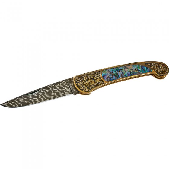 Couteau en bronze avec lame en acier damassé 