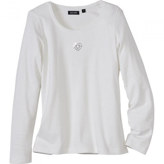 T-Shirt manches longues avec cœur en pierres scintillantes