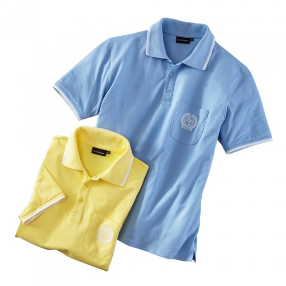 Polos en piqué de coton, lot de 2 XXL | Jaune#Bleuclair