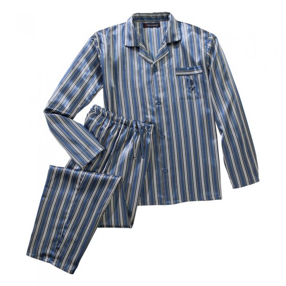 Pyjama en satin XXL | Rayures bleues