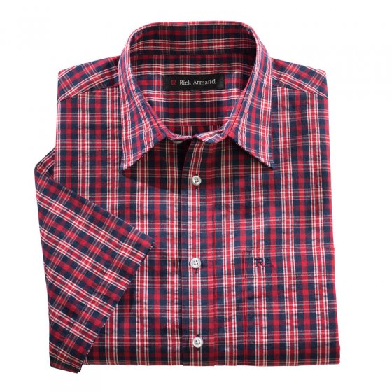 Chemise gaufrée à carre.,rouge XL | Marine-rouge