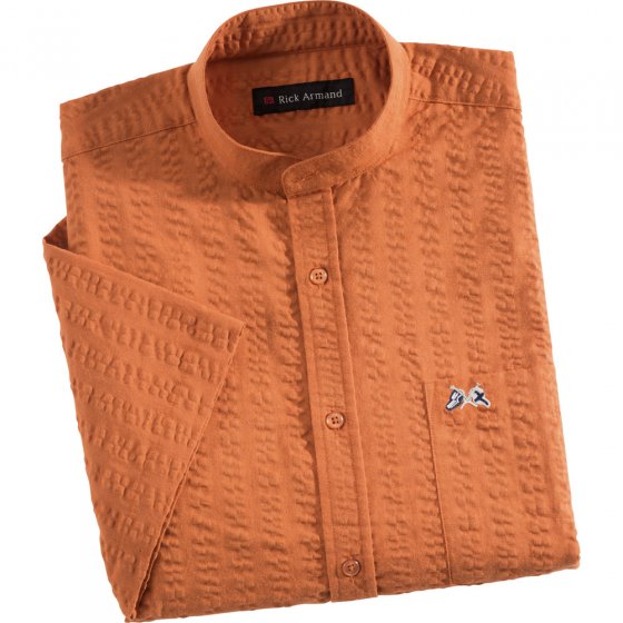 Chemise seersucker col officier