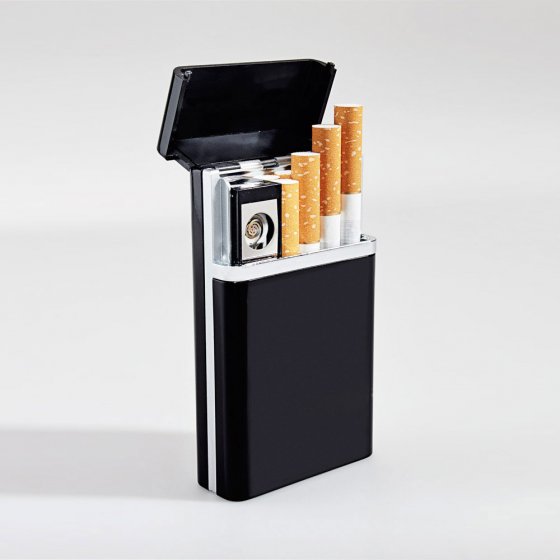 Etui à cigarettes avec briquet tempête intégré 