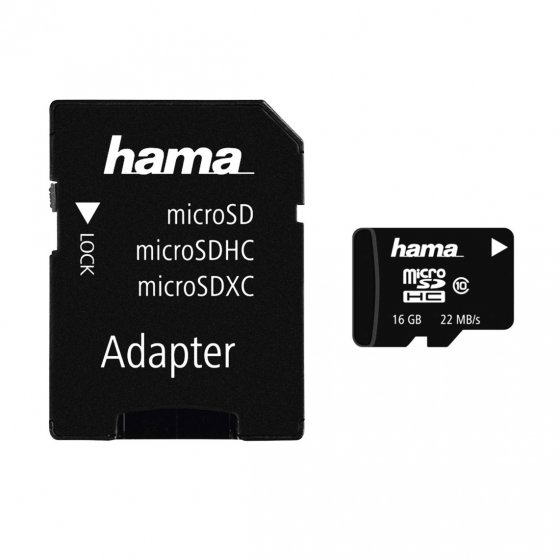 Carte mémoire 16 Go Micro SDHC + adapt. 