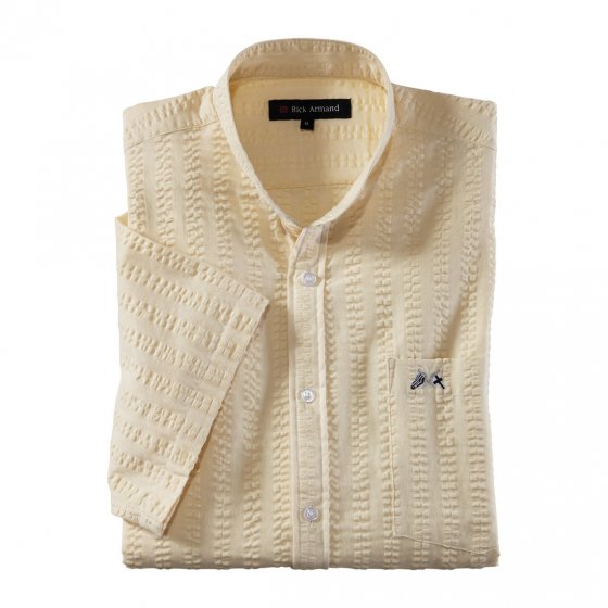 Chemise seersucker col officier 