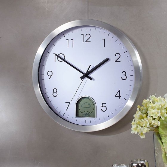 Horloge murale radio-pilotée avec station météo