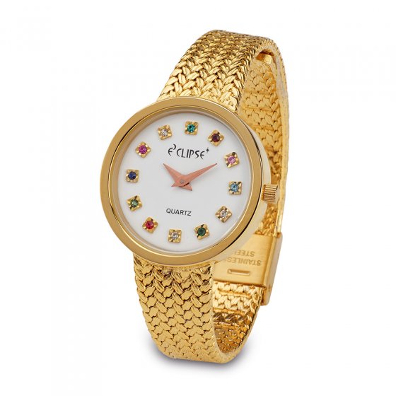 Montre plaqu or femme avec pierres pr cieuses EUROtops