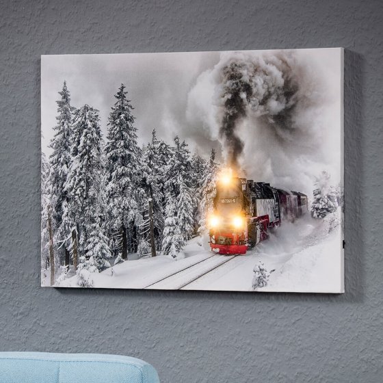 Tableau mural LED  "locomotive à vapeur" 