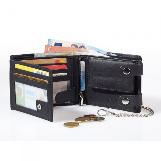 Porte-monnaie en cuir avec chaîne de sécurité